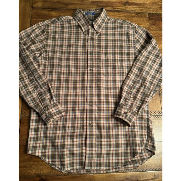 Pendleton Mens Canterbury Plaid Long Sl Button Shirt Pima Ctn Wool Bl MEDIUM - Picture 2 of 8